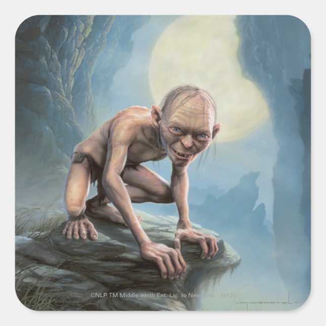 GOLLUM™ with Moon Quadratischer Aufkleber (Vorderseite)