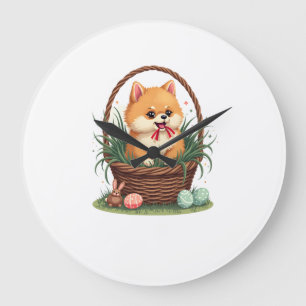 Gomis Osterchaos Vintage Süßer Osterhund Vektor  Große Wanduhr