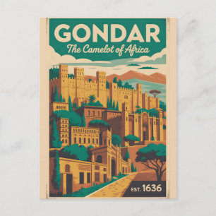 Gondar Äthiopien Retro-Reiseposter-Kunst Feiertagspostkarte