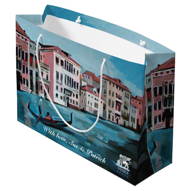 Gondel in Venedig, Italien Große Geschenktüte (Rückseite Schrägansicht)