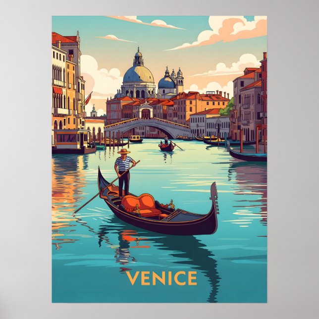 Gondelfahrt in Venedig mit historischen Gebäuden Poster (Vorne)