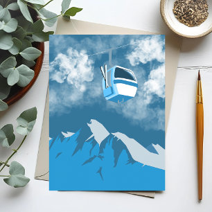 Gondelfahrt   Skiberg Winter Gemälde Postkarte