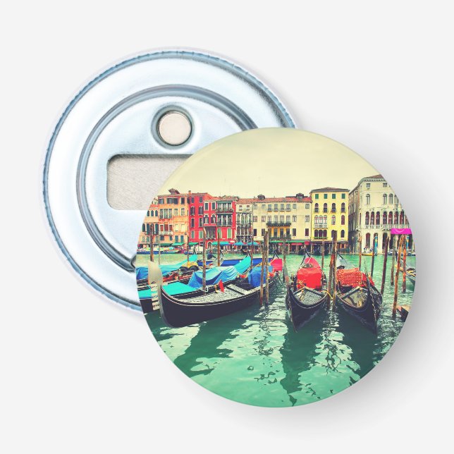 Gondeln am Canale Grande, Venedig, Italien. Retro Flaschenöffner (Vorderseite)