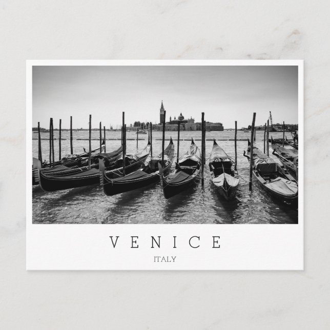 Gondeln in Venedig in Schwarz-Weiß Postkarte (Vorderseite)