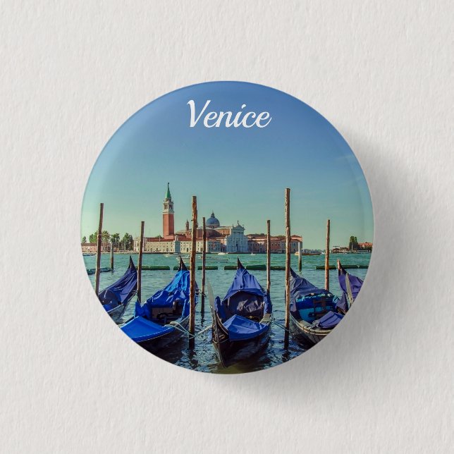 Gondeln in Venedig, Italien Button (Vorderseite)