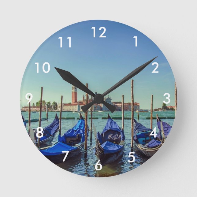 Gondeln in Venedig, Italien Runde Wanduhr (Vorderseite)