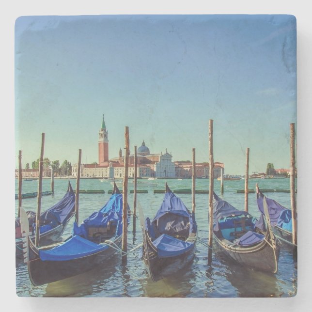 Gondeln in Venedig, Italien Steinuntersetzer (Vorderseite)