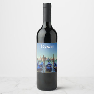 Gondeln in Venedig, Italien Weinetikett