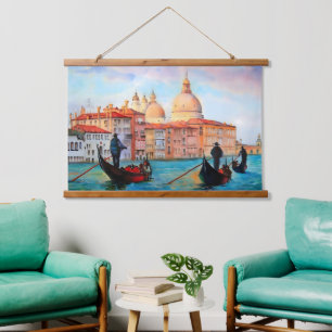 Gondeln von Venedig Wandteppich Mit Holzrahmen