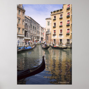 Gondolas in a canal, Venice, Italy Poster