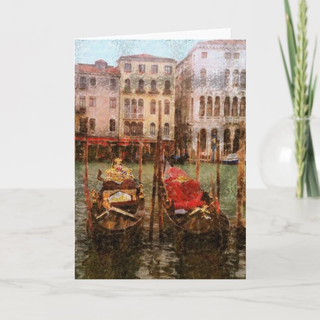 "GONDOLAS IN VENEDIG" (in antikem Stil aussehen) Karte (Vorderseite)