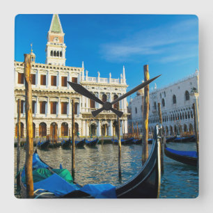 Gondolas On Grand Canal Near Doge's Palace Quadratische Wanduhr