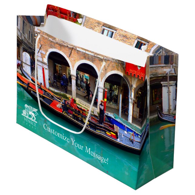 Gondoliere in Cannaregio Große Geschenktüte (Vorderseite Schrägansicht)