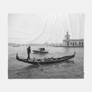 Gondoliere Venedig Italien Schwarz-Weiß-Landschaft Fleecedecke