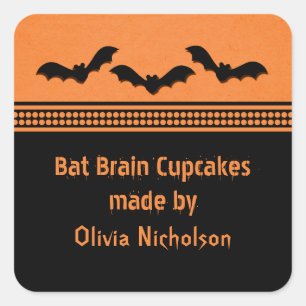 Gone Batty Halloween Backkleber, Orange Quadratischer Aufkleber