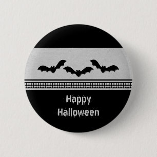 Gone Batty Halloween Button, Light Gray Button