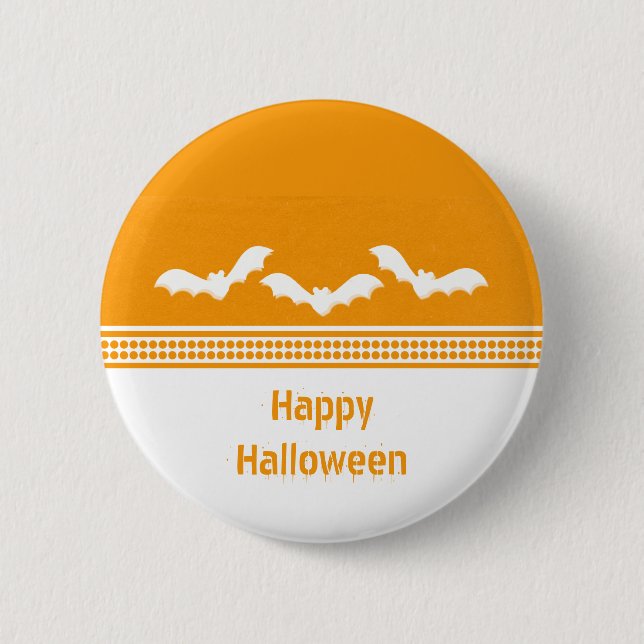 Gone Batty Halloween Button, Orange & White Button (Vorderseite)