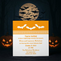 Gone Batty Halloween-Party Invite, Orange & White