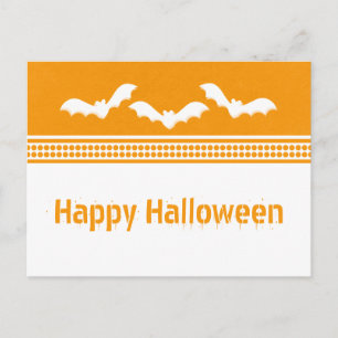 Gone Batty Halloween Postcard, Orange & White Postkarte