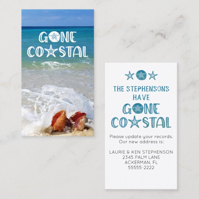 Gone Coastal Beach Wave Muscheln Foto bewegen Telefonnummerkarte (Vorne/Hinten)