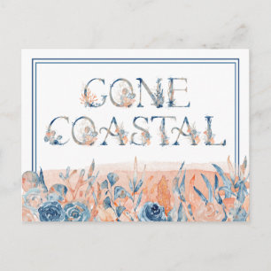 Gone Coastal Blau Korallen-Aquarell Wir sind umgez Postkarte