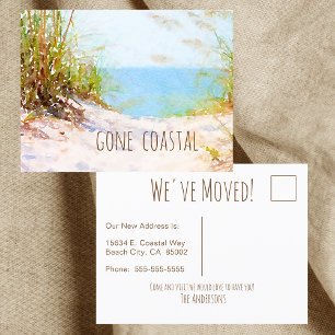 Gone Coastal Neues Zuhause Strandweg Aquarell Ankündigungspostkarte