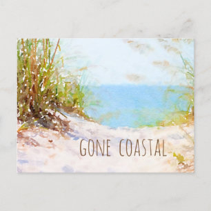 Gone Coastal Neues Zuhause Strandweg Aquarell Ankündigungspostkarte