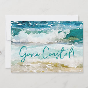 Gone Coastal Neues Zuhause-Welle am Strand Aquarel Ankündigung