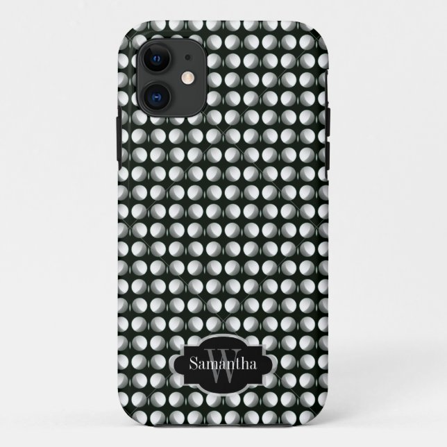 Gone Dotty Schwarz-weiß Dotty Monogram Phone Case (Rückseite)