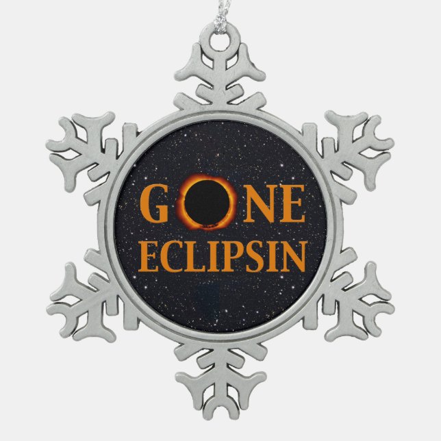 GONE ECLIPSIN Solar Eclipse Schneeflocken Zinn-Ornament (Vorderseite)