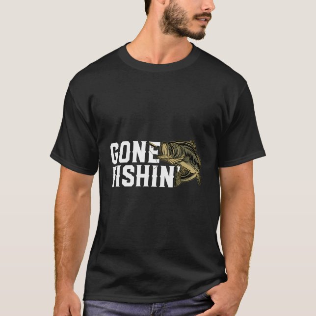 Gone Fishin Funny Largemouth Bass Fishing Gift T-Shirt (Vorderseite)