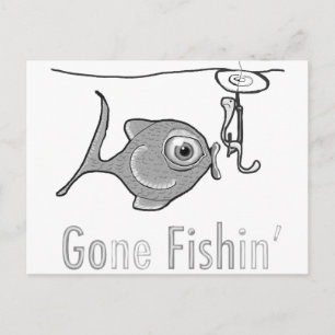 Gone Fishin'Funny Postcard Postkarte