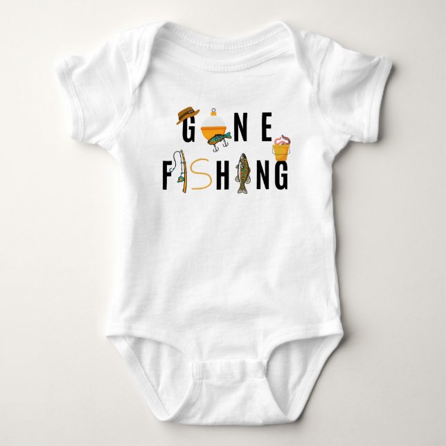 Gone Fishing Baby Bodysuit Baby Strampler (Vorderseite)