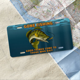Gone Fishing Bass Fisherman Gift anpassen US Nummernschild