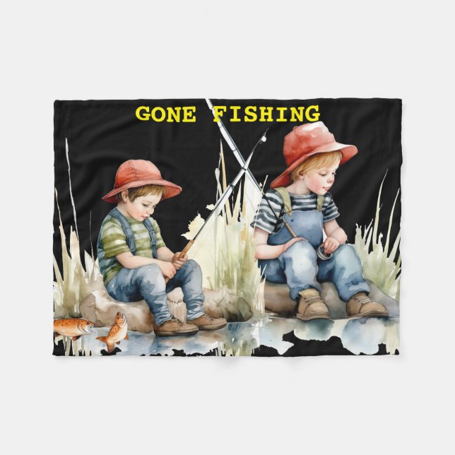 "GONE FISHING" BLANKET FÜR KINDER FLEECEDECKE (Vorderseite (Horizontal))