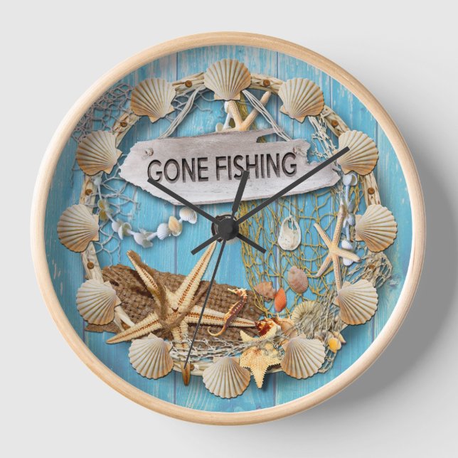Gone Fishing Clock Uhr (Vorderseite)