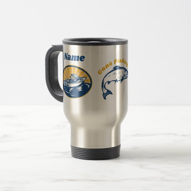 Gone Fishing Coffee Mug Personalisiert Reisebecher (Vorderseite Links)