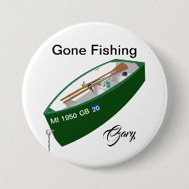 Gone Fishing Fischer Fishing Camp Button Button.