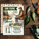 Gone Fishing Fisherman Scene Birthday Party Einladung<br><div class="desc">"Gone Fishing" Fischer sitzen am Seeufer Fischerei Birthday Party Design.</div>
