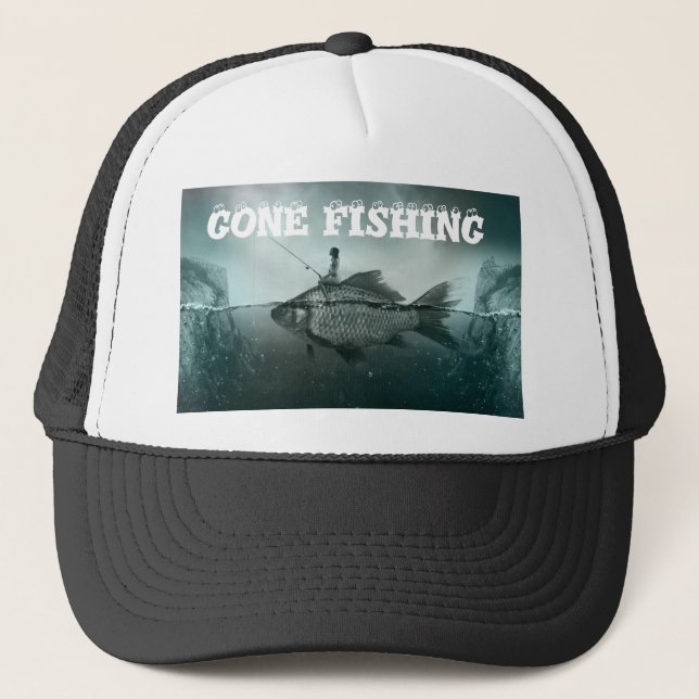 Gone Fishing Funny Fisherman Hat Truckerkappe (Vorderseite)