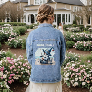 Gone Fishing Gnome Fems Denim Jacket