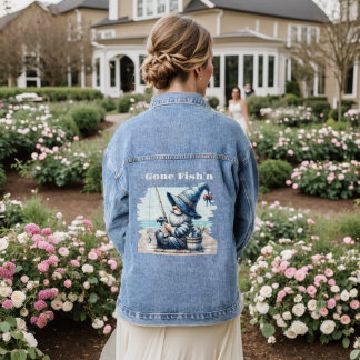 Gone Fishing Gnome Fems Denim Jacket