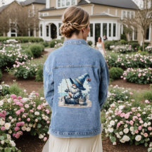 Gone Fishing Gnome Fems Denim Jacket