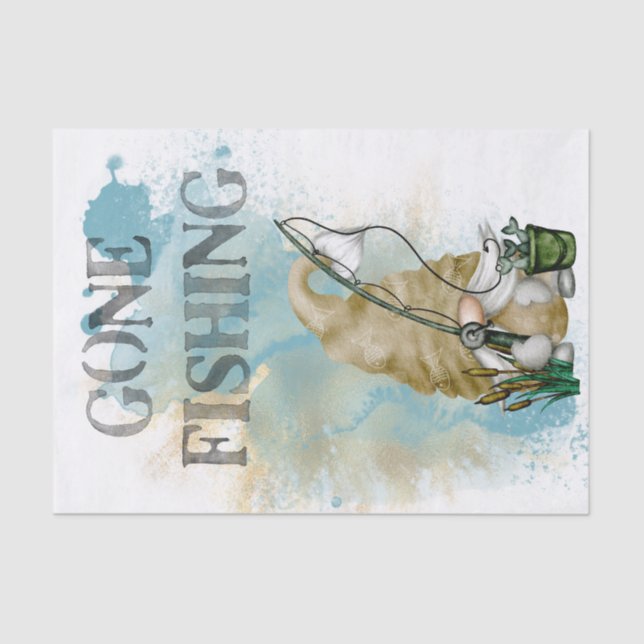 Gone Fishing Gnome Seidenpapier (Vorderseite)