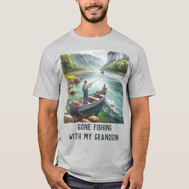 Gone Fishing Großvater AI-Kunst Basic T-Shirt (Vorderseite)