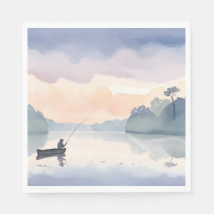Gone Fishing Lake Airy Aquarellmalerei Serviette