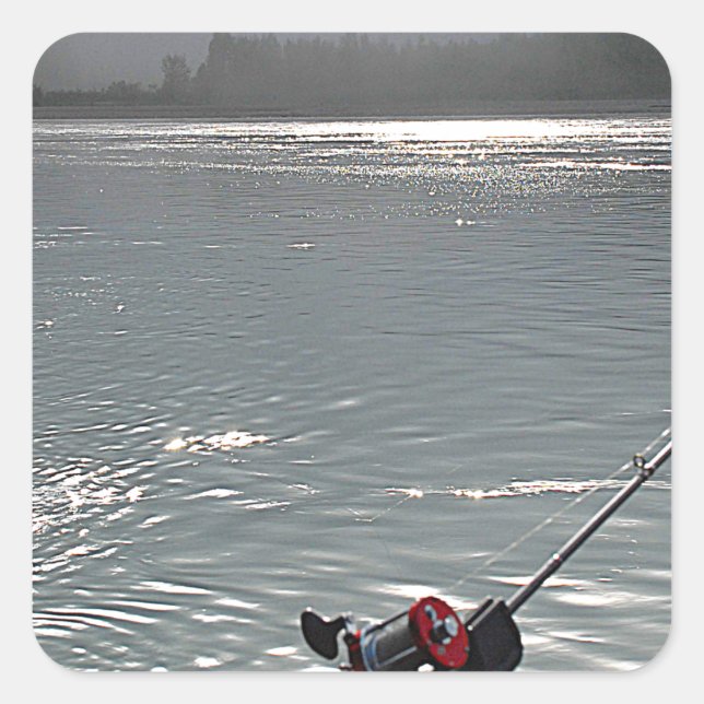 Gone Fishing No Work Quadratischer Aufkleber (Vorderseite)