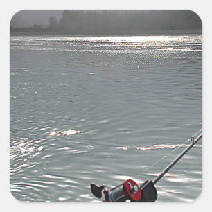 Gone Fishing No Work Quadratischer Aufkleber