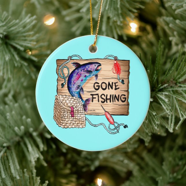 Gone Fishing-Ornament Keramik Ornament (Baum)