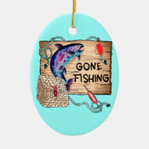 Gone Fishing Oval Ornament